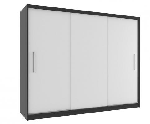 Šatní skříň s posuvnými dveřmi TIMPAS 235x218 cm ČERNÁ/BÍLÁ